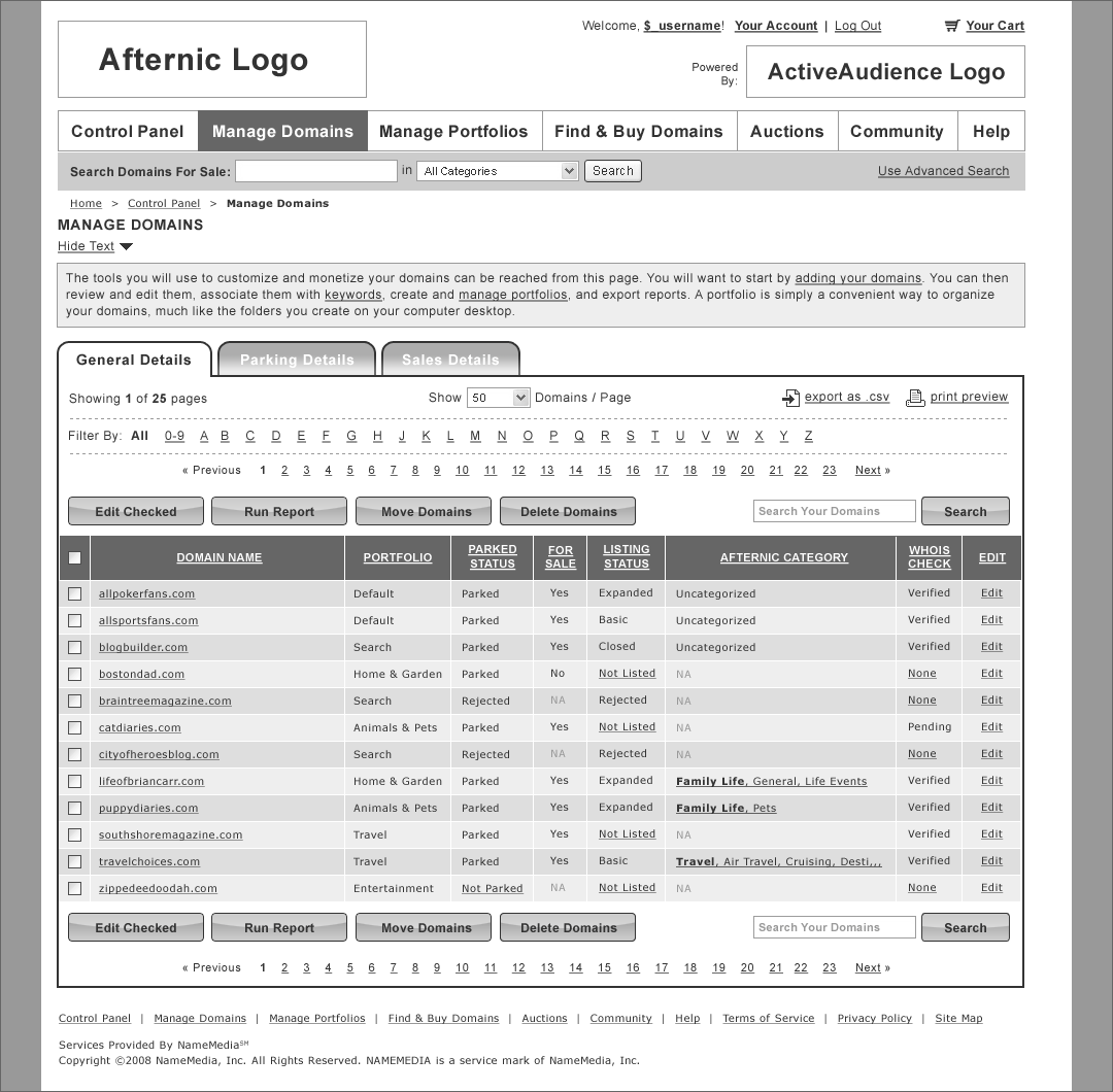 Afternic - Manage Domains